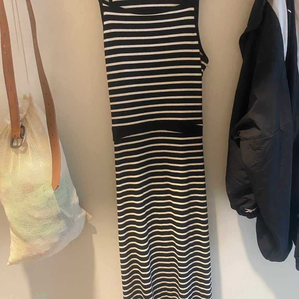 Elegant Black and White Striped Dress